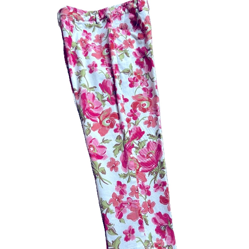 Talbots Floral Stretch Cropped Ankle Pants